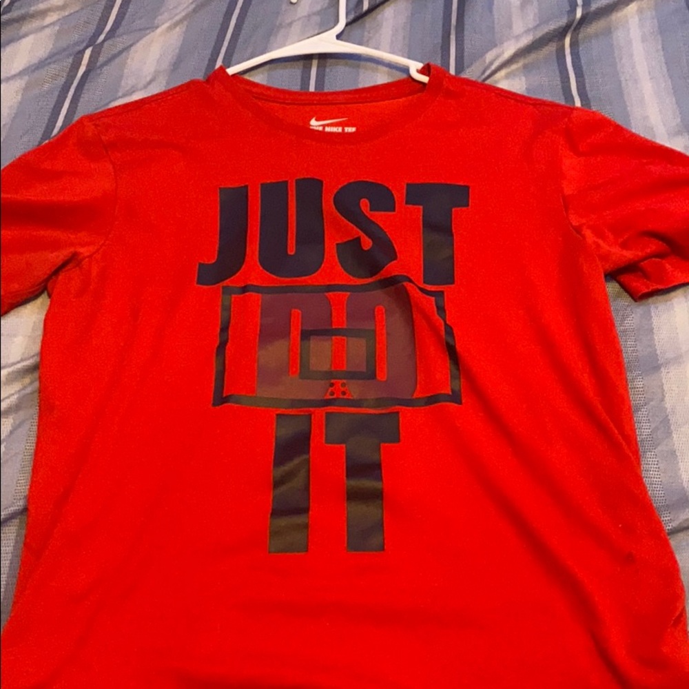 Red “Just Do It” Nike tee